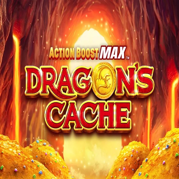 Official Slots logo: Action Boost Max Dragon's Cache by SpinPlay Games at Magius Casino